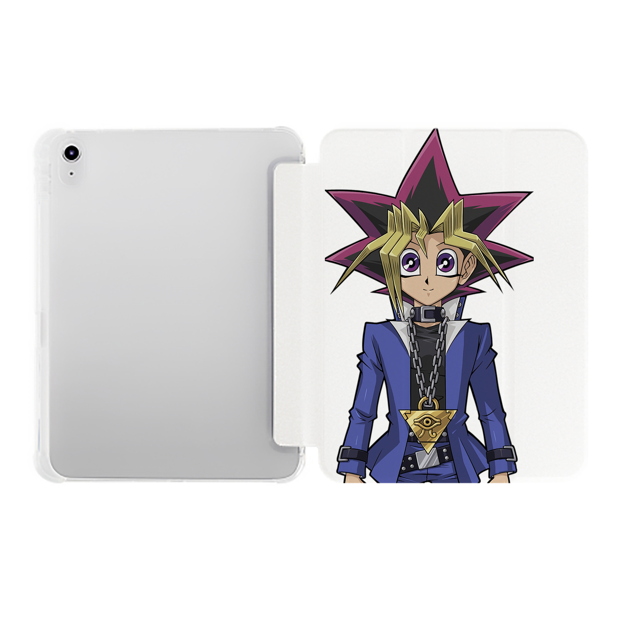 （画像用） 遊☆戯☆王 Yu-Gi-Oh! IPad ケース ペン収納付き 三つ折りスタンド PUレザー×シリコン 対応機種9.5/10.5/10.9インチ